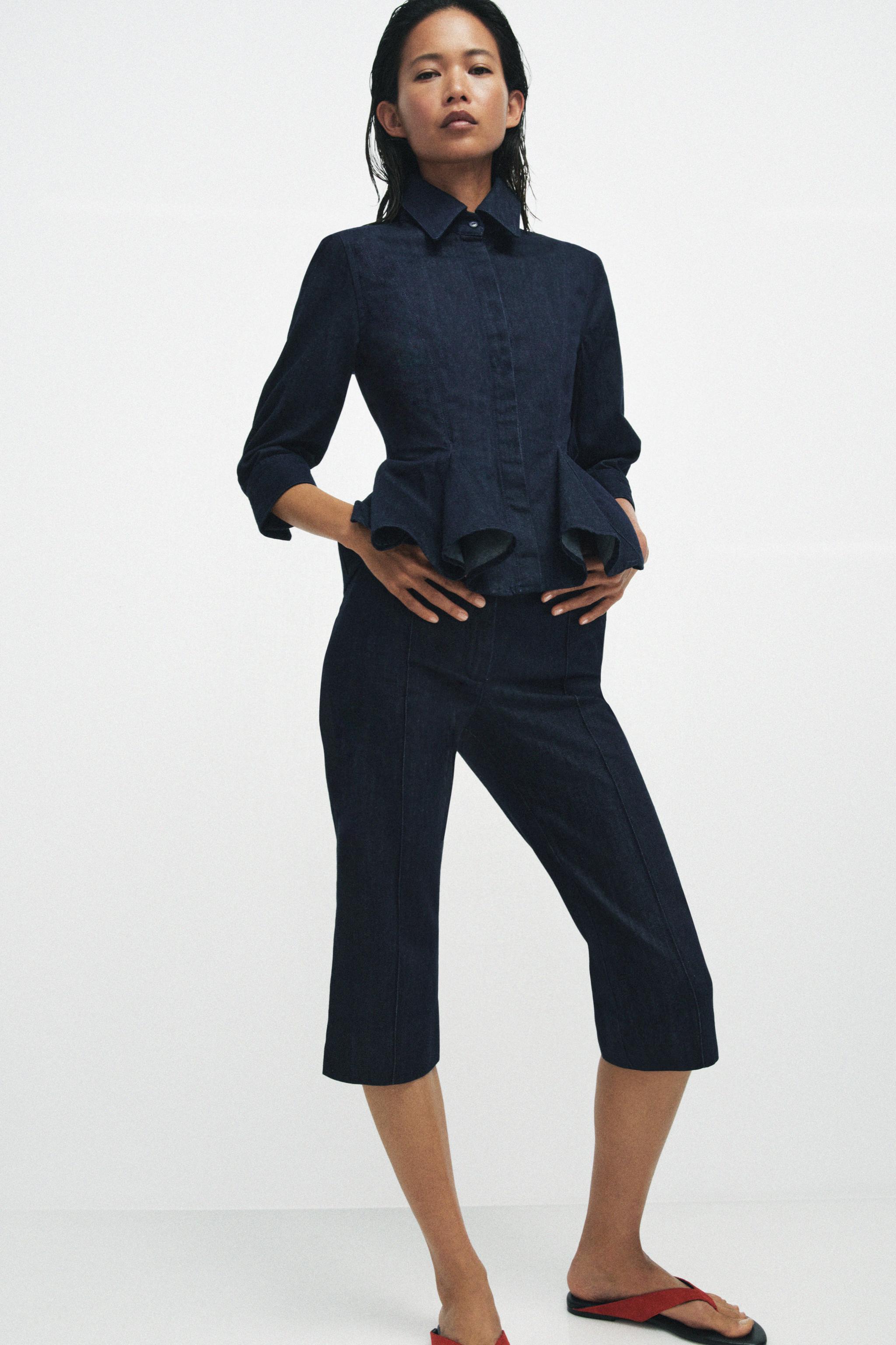 ZW COLLECTION PEPLUM DENIM SHIRT